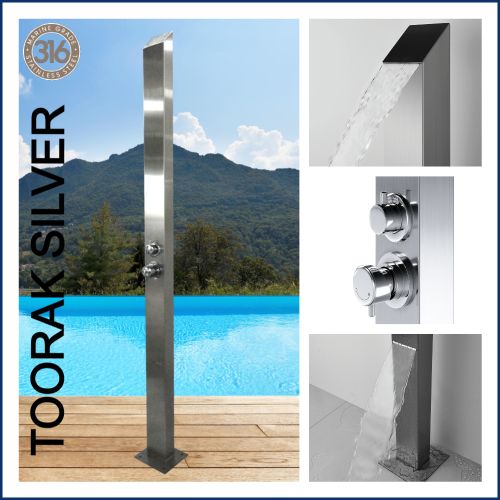 Toorak Silver 316L Marine Grade  Stainless Steel Outdoor Indoor Water Fall Pool Shower