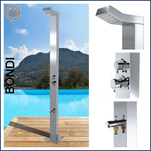 Bondi Silver 316L Marine Grade Stainless Steel Outdoor Indoor Pool Shower