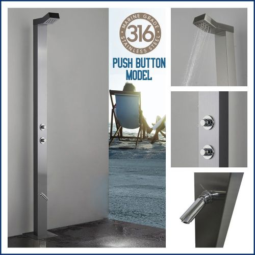  Bondi Push Button 316L Marine Grade Stainless Steel Outdoor Indoor Pool Shower With a 15 seconds timed flow control. (Cold or Tempered Water Source Only  / Not Hot And Cold)