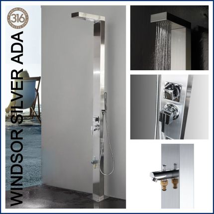 Windsor Silver ADA 316L Marine Grade  Stainless Steel Outdoor Pool Shower