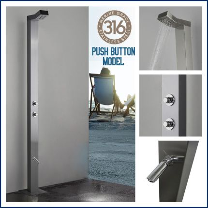  Bondi Push Button 316L Marine Grade Stainless Steel Outdoor Indoor Pool Shower With a 15 seconds timed flow control. (Cold or Tempered Water Source Only  / Not Hot And Cold)