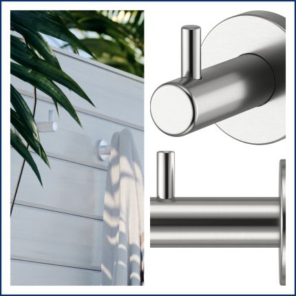 Set of 2, Premium Quality Outdoor 316L  Marine Grade Stainless Steel Towel & Robe Hooks