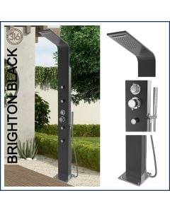  Brighton Black 316L Marine Grade Stainless Steel Outdoor Outside Indoor Massage Pool Shower