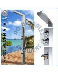 Reno Silver ADA 316L Marine Grade Stainless Steel Outdoor Shower Complete Shower System Tower Panel