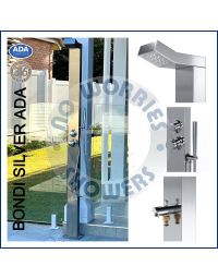 Bondi Silver ADA 316L Marine Grade Stainless Steel Outdoor Shower Complete Shower System Tower Panel