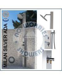  Milan Silver ADA 316L Marine Grade Stainless Steel Outdoor Outside Indoor Pool Shower 